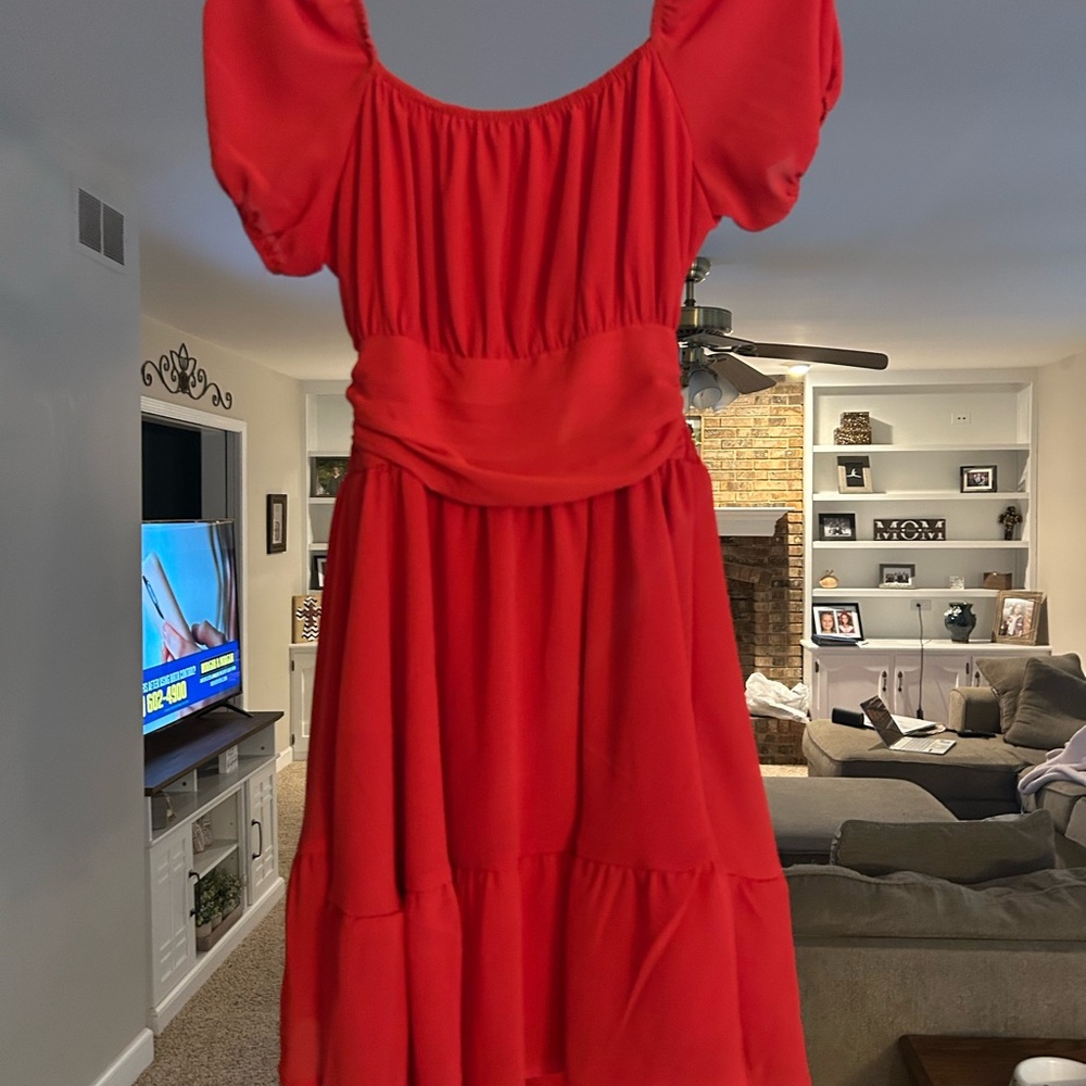 Amazon Red Mini Dress with Bow Detail
